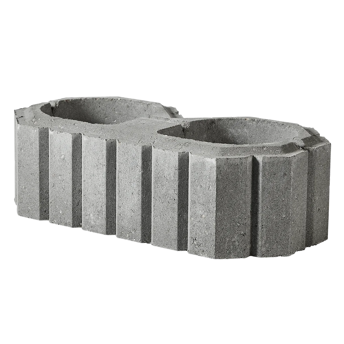 Plantesten 50x25x15 cm grå Super 8 Grå plantesten til støttemur Støttemur opbygget med plantesten Super 8 Højbed og skråning med plantesten