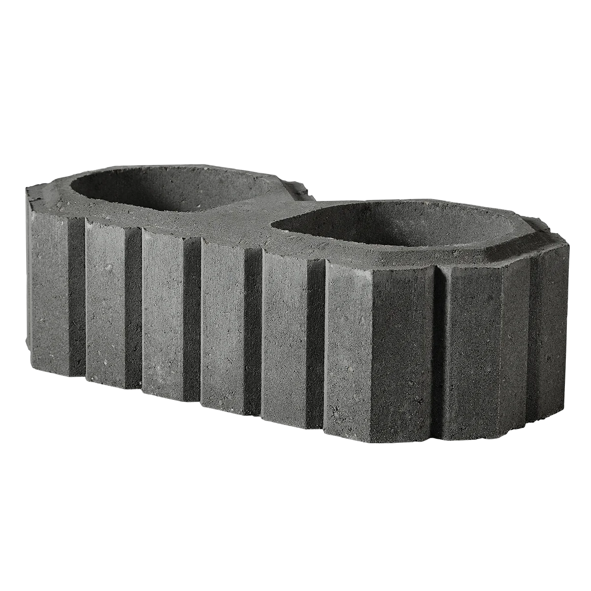 Plantesten 50x25x15 cm sort/antracit Type 8 Sort/antracit plantesten til støttemur Støttemur opbygget med plantesten Type 8 Højbed og skråning med sort plantesten