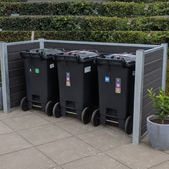 Kirkedal skraldespandsskjuler i Alu (2-3 spande)